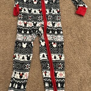 Disney Festive Mickey Mouse Kids Footie - Black, White, and Red